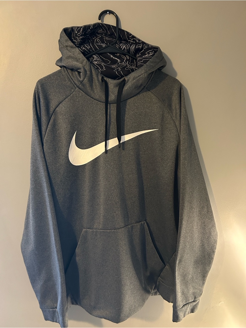Nike Men’s Gray Pullover Hoodie with White Swoosh - Men’s XXL